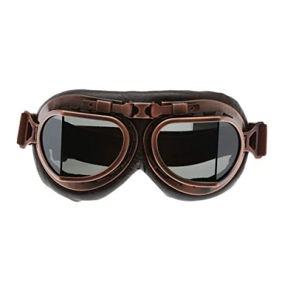 Image of DRELD Vintage Motorcycle Goggles, Motocross Racer Sports Helmet Sunglasses, Hiking Ski Goggles Eyewear for Cruiser, Scooter