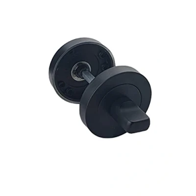 Image of Matt Black Turn &amp; Release Set for Bathroom Lock on Round Rose Toilet Door Thumb Twist Golden Grace