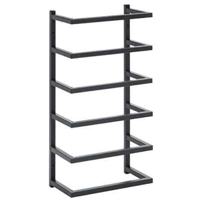 Image of vidaXL Wall Mounted Steel Towel Rack Industrial Style Bathroom Addition Black, Durable and Space Efficient