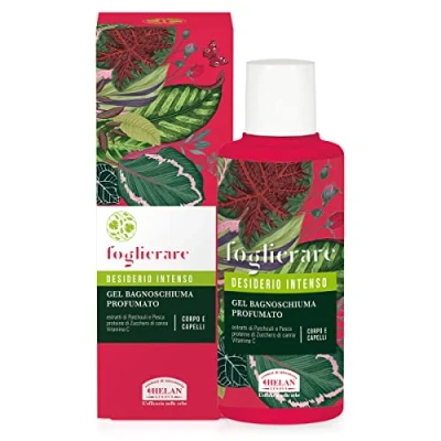 Image of Helan Foglierare Desiderio Intenso Natural Shampoo &amp; Body Wash with Vitamin C, Patchouli Peach Extracts Bubble Bath for Hair, Perfumed Shower Gel Gentle Foam Made in Italy, 200ml