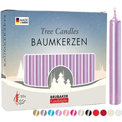 Image of BRUBAKER 20 Pack Tree Candles Wax Christmas Pyramid Lilac