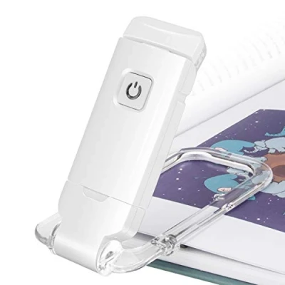 Image of HONWELL LED Book Lights, Rechargeable Reading Light Clip on Books for in Bed, Soft Eye Care Light, 2 Brightness Settings Protection, Dimmable Lamp Kids,White