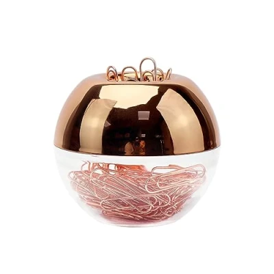 Image of Magnetic Paper Clip Holder Rose Gold Dispenser with 100pcs Clips for Office School Home Organizer Accessories Gift Idea (Rose Gold)