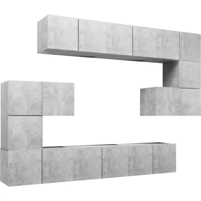 Image of vidaXL 10 Piece TV Cabinet Set Concrete Grey Engineered Wood