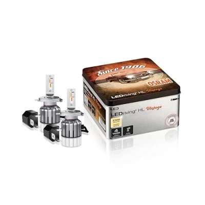 Image of OSRAM LEDriving HL VINTAGE, ≜ H4/H19/R2, LED High/Low Beam Lamps, Off road only, non ECE, +300% more brightness, 2700K, metal box (2 lamps)