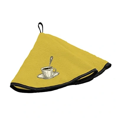 Image of Douceur d&#039;Intérieur, Round Hand Towel Diameter 60 cm Yellow Cup Embroidered Sponge