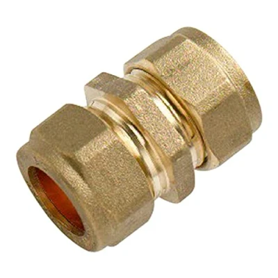 Image of Merriway BH02887 Compression Fitting Brass Straight Connector, 22mm