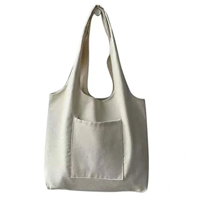 Image of FINDING CASE Reusable Heavy Duty Shopping Medium Tote Bag 100% Cotton Canvas with Strong Matching Handles,Shopping Bags Large Capacity Inner Pocket (Nature)