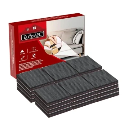 Image of BufferABC Floor Protector Furniture Pads Square, 24 PCS 50 MM Protectors for Legs, Ideal Feet Anti Slip Securing Protect Wooden floors from Scratches