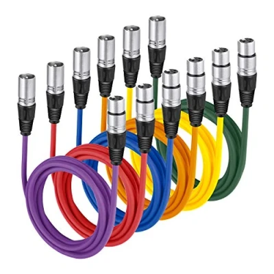 Image of NEEWER 6 Pack 6.5 feet/2m Mic Cable Cord, XLR Male to Female Microphone Audio Colored Snake Cables (Purple/Red/Blue/Orange/Yellow/Green)