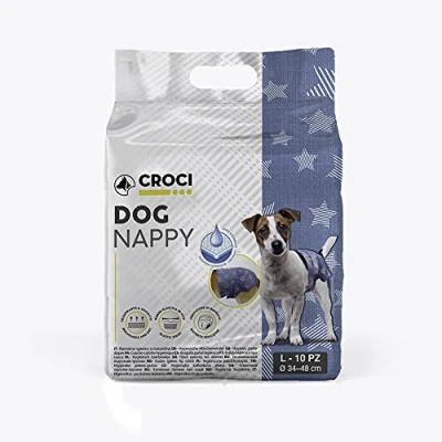 Image of Croci Dog Nappy Jeans Panties for Female Dogs, Cycle and PIPI, Odourless, Use Value, Pack of 10, Large 34 48 cm