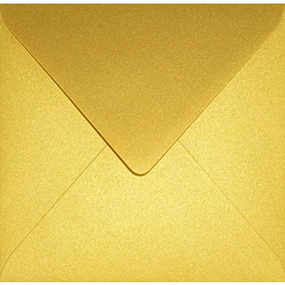 Image of Netuno 25 Square Pearlescent Gold envelopes K4 153x153mm 6x6″ 120gsm Aster Metallic Cherish gummed Pointed Flap no Window for Wedding Invitations Greeting Cards Christmas Birthday Money Gift invites