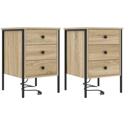 Image of Bedside Cabinets with Drawer 2 pcs Sonoma oak 42 x 41 61 cm vidaXL