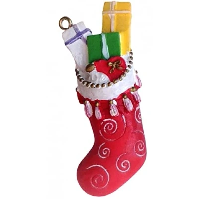 Image of Dolls House Mum&#039;s Christmas Stocking &amp; Presents Miniature Ornament Decoration