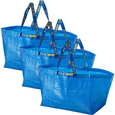 Image of 3 x Blue Large Bag Ideal for Shopping, Laundry &amp; Storage
