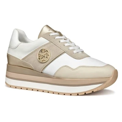 Image of Geox Women&#039;s D New KENCY A Sneaker, White/Lt Taupe, 3 UK