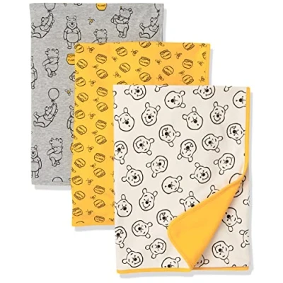 Image of Amazon Essentials Disney Marvel Star Wars Unisex Kids&#039; Swaddle Blankets, Pack of 3, 3 Winnie The Pooh Oh Bother, One Size