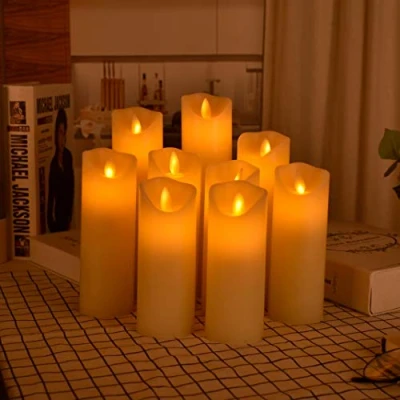 Image of OSHINE LED Candles, Flameless Candles (H5.5 6&quot; 6.5&quot; 7&quot; 8&quot; 9&quot;) Set of 9 Real Wax Pillar Flickering Battery With10 key Remote Control Timer 300 Hours (Not Included Batteries)