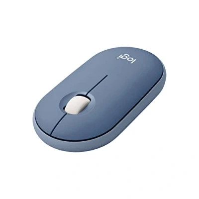 Image of Logitech Pebble Wireless Mouse with Bluetooth or 2.4 GHz Receiver, Silent, Slim Computer Quiet Clicks For Laptop, Notebook, iPad, PC and Mac Blueberry