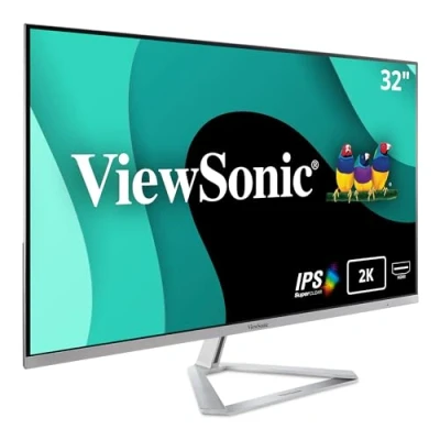 Image of ViewSonic VX3276 2K MHD 32 Inch IPS WQHD Monitor with 99% sRGB, 2x HDMI, DisplayPort, Mini Eye Care for Work and Entertainment at Home, Silver/Black