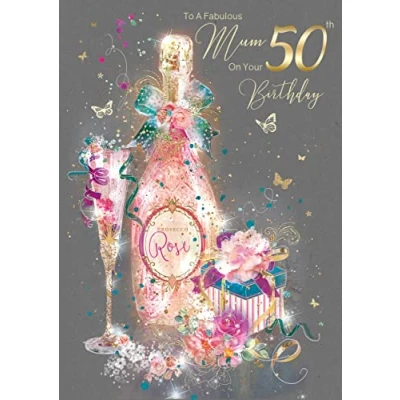 Image of Cherry Orchard Mum 50th Birthday Card from the Grace Range complete with Gold Envelope and Foil Detailing …