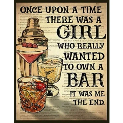 Image of Lewistons Of London Girl own Bar Newspaper style Quote Vintage Retro Man Cave Pub Shed Novelty Gift Tin Wall Décor Metal Sign