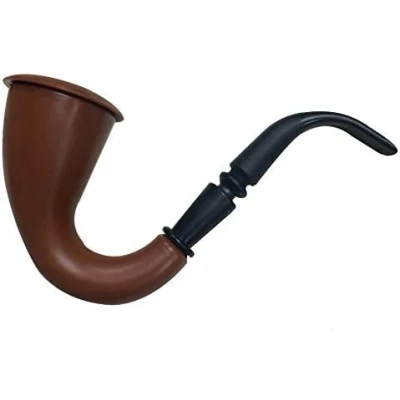 Image of VICTORIAN DETECTIVE STYLE PLASTIC PIPE. MURDER MYSTERY FANCY DRESS ACCESSORY. BROWN CALABASH PIPE FOR &amp;