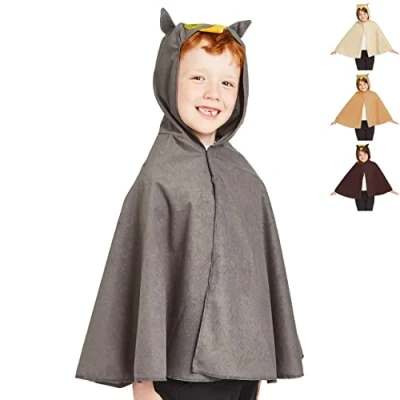 Image of Charlie Crow Great Grey Owl cape costume for kids. One Size. Fits 3 8 Years.