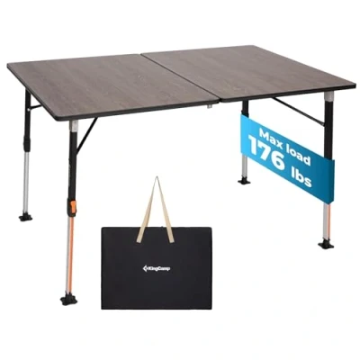 Image of KingCamp Camping Table Folding Garden Adjustable Height Aluminum Legs Stable Strong Fold up Foldable for Picnic BBQ