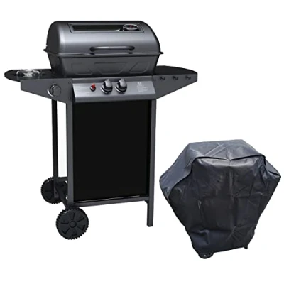 Image of Boss Grill Louisiana 2 Burner Gas BBQ with Side and Cover Black