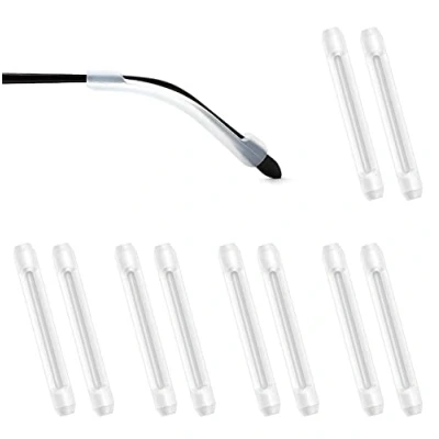 Image of PTSLKHN Silicone Eyeglass Ear Cushions, 5Pairs of Glasses Grip, Anti Slip Elastic Comfort Eyeglasses Temple Tips Sleeve Retainer For Glasses, Sunglasses, Reading (Clear)