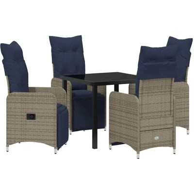 Image of vidaXL Garden Dining Set 5 pcs Grey Poly Rattan