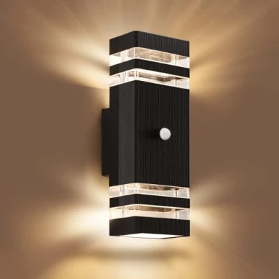 Image of Aranzyec Motion Sensor Outdoor Wall Lights, Upgrade Dusk to Dawn Sconce, Waterproof Porch Light Fixtures Mount for Entryway Doorway Garage, GU10 Socket, PIR Activated