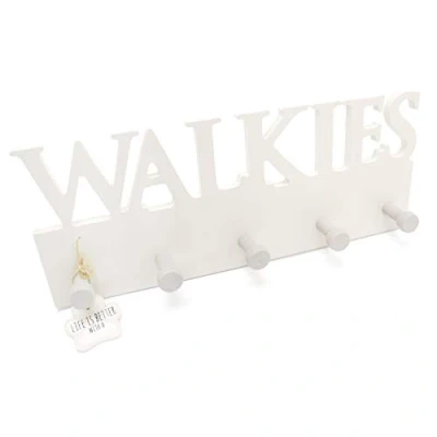 Image of Carousel Home and Gifts Wooden Walkies Dog Leash Holder Organiser Storage Wall Mounted 5 Hooks Puppy Lead Hanger