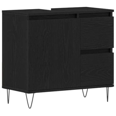 Image of vidaXL Bathroom Sink Cabinet Black Oak 65x33x60 cm Engineered Wood