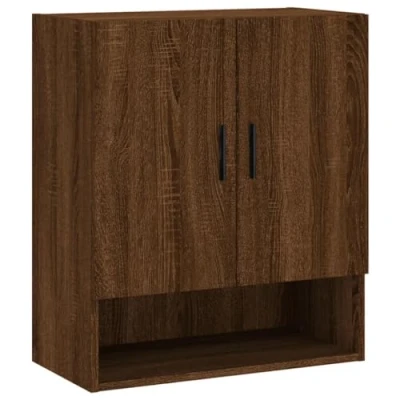 Image of vidaXL Engineered Wood Wall Cabinet: Ideal for Organising Daily Essentials Brown Oak Mounted Storage Unit, Modern Design, Practical Floating Cabinet with Display Surface Easy to Assemble