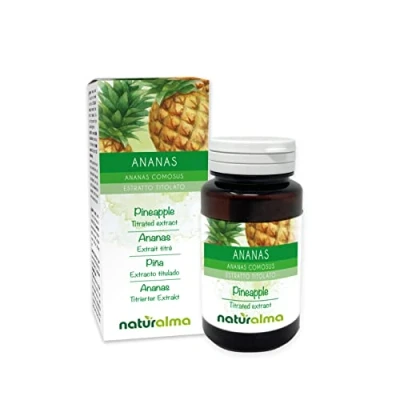 Image of Pineapple (Ananas comosus) Naturalma 2500 GDU/g Bromelain 120 Tablets of 500 mg Food Supplement with titrated and Concentrated Extract Vegan