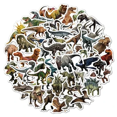 Image of 50 Jurassic Dinosaur Stickers for Laptop Suitcase Skateboard Scooter Party Favors
