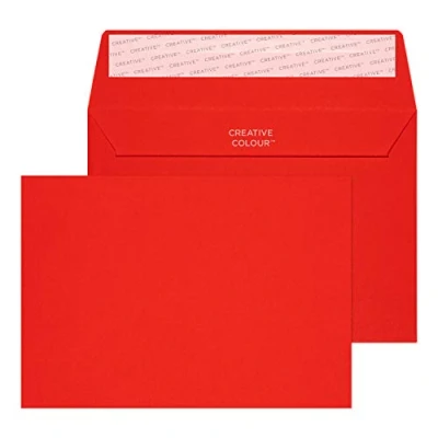 Image of Blake Creative Colour C6 114 x 162 mm 120 gsm Peel and Seal Wallet Envelopes (15106) Pillar Box Red Pack of 25