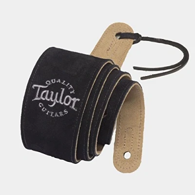 Image of Taylor Guitars Black Suede Logo Guitar Strap