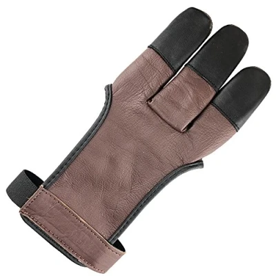 Image of longbowmaker Archery Glove 3 Finger Cow Leather Shooting Protective Gear for Left and Right Hand Archer AG31XL