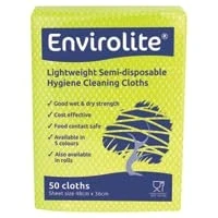 Image of EcoTech ELF50Y Envirolite Folded Cleaning Cloth, Large, Yellow (pack of 50)