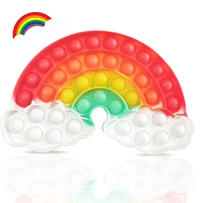 Image of Cykapu Bubble Poppet Fidget Toy, Silicone Rainbow Push Pop Sensory Popping Stress Autism Relief Toy for Parent Child, Friends, Gift, Party (Cloud)