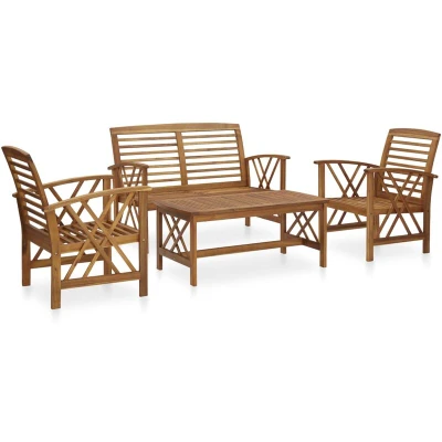 Image of vidaXL 4 Piece Garden Lounge Set Solid Acacia Wood