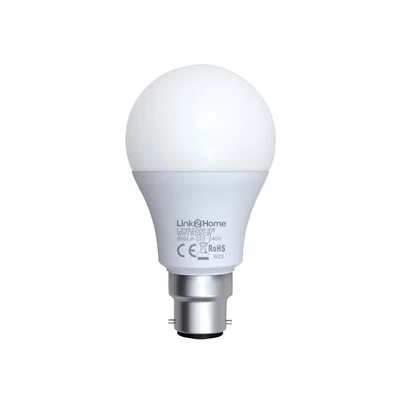 Image of Link2Home B22/60W Equivalent WiFi LED Lamp, Smart Light Bulb with RGB Multicolour Settings Dimmable Alexa and Google Voice Control