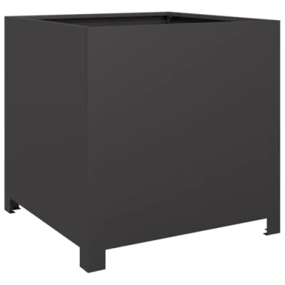 Image of vidaXL Garden Planter Outdoor Flower Pot Patio Box Black Steel, 50x50x50cm, Rust Resistant, Ideal for Gardens, Balconies, Terraces