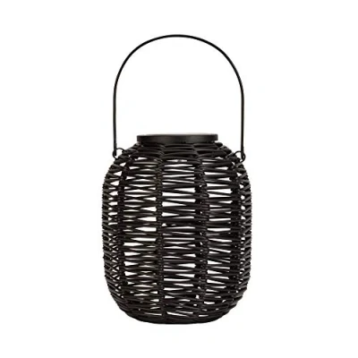 Image of Pauleen 48167 Sunshine Treasure Lantern for Balcony or Garden Black Outdoor Lighting Plastic Rattan Solar 3000K