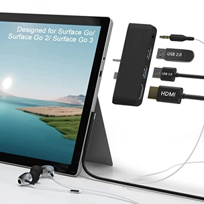 Image of Surface Go 3 Docking Station 4 in 1 Microsoft Go3 Accessories with 4K HDMI + USB 3.0 Port Hub 3.5mm Audio Adapter, Adapter for 3/Go 2/Go
