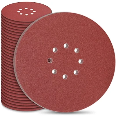Image of STEBRUAM 225mm Sanding Disc, Sander Disc 8 Hole Hook and Loop Discs 9 inch Each 10 x Grain 40/60/80/120/240 Total 50 Pieces Mix Set For Drywall Pads