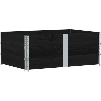 Image of vidaXL Pallet Collars 3 pcs Black 150x100 cm Solid Wood Pine